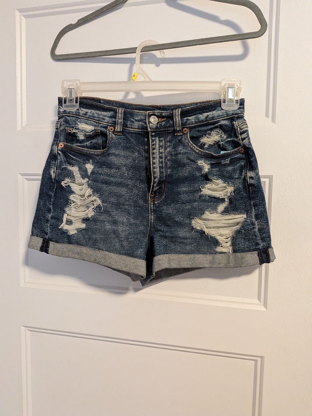 American Eagle Vintage Distressed Dark Wash Denim Shorts - Blue